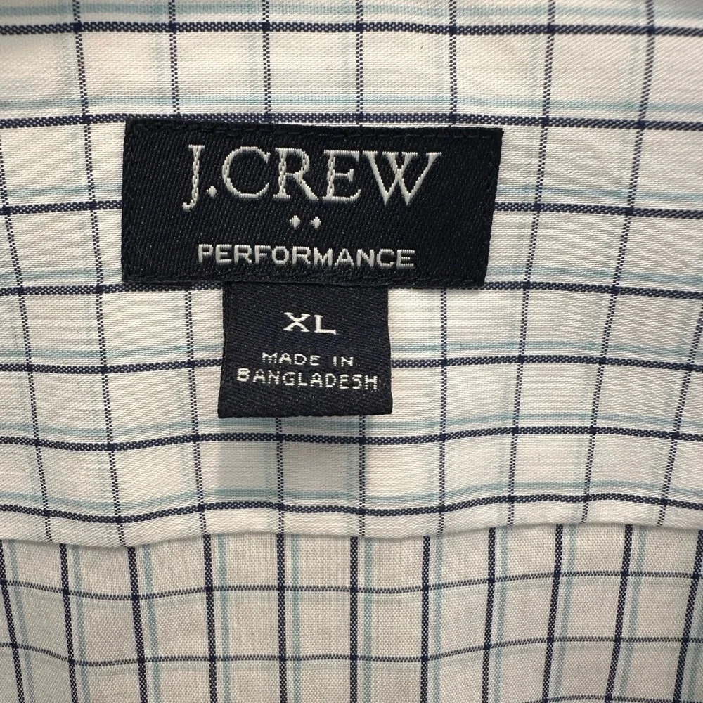 J. Crew White and Blue Plaid Button Down Shirt